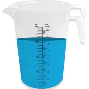 ACCUPOUR 128oz (1 gallon) Measuring Pitcher, Plastic, Multipurpose – Great for Oil, Chemicals, Pool and Lawn – Ounce (oz) and Milliliter (mL) Increments (4000 mL)