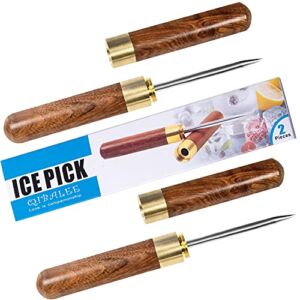 2 Pcs Ice Pick. Ice Picks for Breaking Ice. Made of Quality Pine Wood and Food-grade 304 Stainless Steel. Secure Wooden Caps and Non-slip Wooden Handles. Easy to Store. For Use in Kitchens