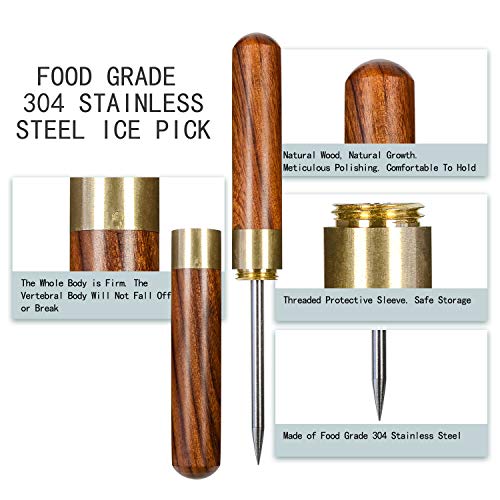 2 Pcs Ice Pick. Ice Picks for Breaking Ice. Made of Quality Pine Wood and Food-grade 304 Stainless Steel. Secure Wooden Caps and Non-slip Wooden Handles. Easy to Store. For Use in Kitchens | The Storepaperoomates Retail Market - Fast Affordable Shopping