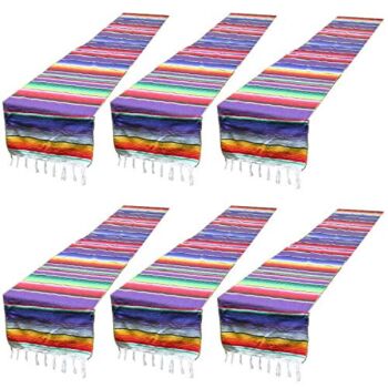 yofit Mexican Serape Table Runner, Mexican Party Blanket, Serape Wedding Decorations,6pack (Violet, 14×84 inch 6pack) | The Storepaperoomates Retail Market - Fast Affordable Shopping