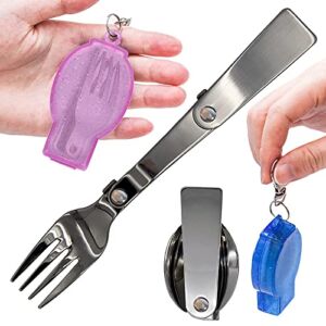 Foldable Fork and Spoon Set, Portable Folding Spoon and Fork Set with Two Plastic Storage Cases for Travel Camping Thermos, Outdoors Picnic