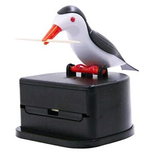 Jucaifu Little bird toothpick dispenser, creative push-type toothpick bird dispenser, toothpick holder. (black)