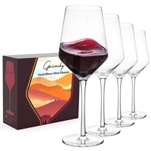 Gnimihz Handmade Wine Glasses Set of 4 – 15Oz Standard Red/White Wine Glass, Made from Lead-Free Premium Crystal, Perfect for Any Occasion, Great Gift