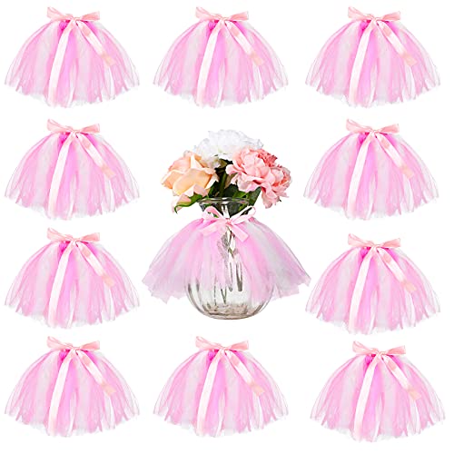 12 Pieces Mini Tutu Table Skirt Wine Bottle Cover Tutu Skirt Tulle Tutu Table Skirt Decor Tutu Garland Tulle Table Centerpieces for Wedding Baby Shower Cake Dessert Birthday Party (Pink and White) | The Storepaperoomates Retail Market - Fast Affordable Shopping