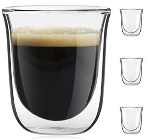 JoyJolt Javaah Double Walled Espresso Glasses Espresso Cups (Set of 4)- 2-Ounces