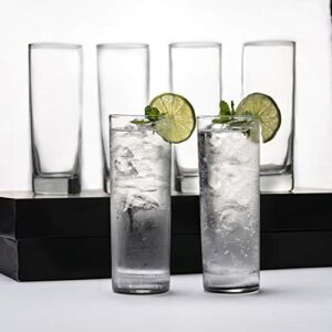 LEMONSODA Premium Highball Glass Set – Elegant Tom Collins Glasses Set of 6 – 12oz Tall Drinking Water Glasses – Bar Glassware for Mojito, Whiskey, Cocktail – Crystal High Ball Glass Drink Tumblers