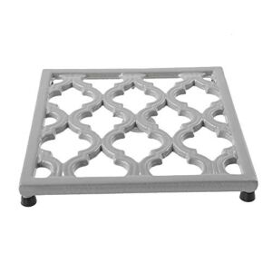 Square Cast Iron Trivet Gray Metal Trivets for Kitchen Dining, Hot Pot Holder Hot Pads for Table & Countertop – Heat Resistant Teapot Trivets