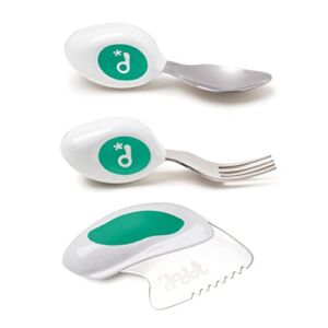 Toddler Utensil Set by Doddl, BPA Free Self Feeding Utensils for Kids. 3-Piece Spoon, Fork and Knife, Learn to Use Cutlery (Aqua)