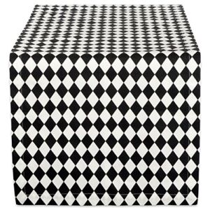 DII Halloween Tabletop, Harlequin Collection, Table Runner, 14×108, Black and Cream