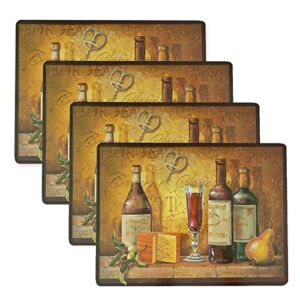 Benson Mills Cork Placemats (12″ x 16″ Rectangular Set of 4, Bordeaux Wine)
