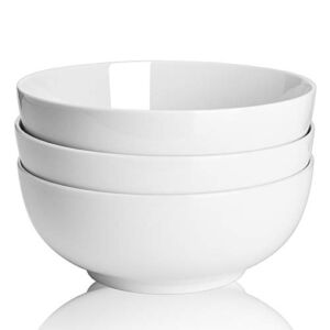 TGLBT 55oz Porcelain Salad/Soup Bowl- 3 Packs,Serving Bowls for Pasta and Fruit Stackable Round Large,White