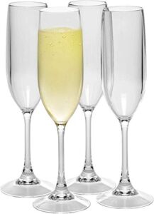 D’eco Unbreakable Stemmed Champagne Glasses, 12oz – 100% Tritan – Shatterproof, Reusable, Dishwasher Safe Drink Glassware (Set of 4)- Indoor Outdoor Drinkware – Great Holiday & Wedding Gift