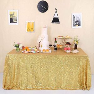 GFCC Seamless Glitter Gold Sequin Tablecloth 50×84 inch for Party Wedding Banquet Christmas Event Table Cloth Decorations Sparkly Cake Table Cover