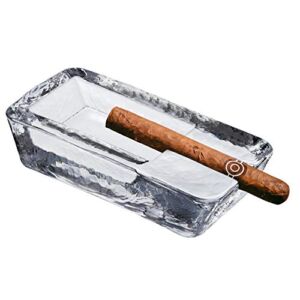 Pasabahce Large Heavy Glass Cigar Ashtray for Men, Outdoor Ash Tray for Patio, Cigar Lovers Gift Set for Smokers Mens (Rectangular Large)