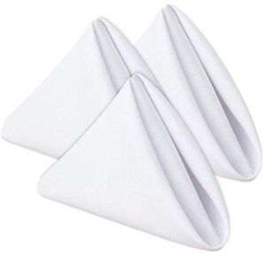 Wealuxe [24 Pack , White] 100% Polyester Soft Durable Washable Cloth Table Napkins 17 x 17 Inch Great for Restaurants, Dinners and Parties