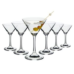 Set of 6 Small Stem Martini Glasses for Cocktails, Desserts, Margaritas, Classic Barware Accessories (5oz)