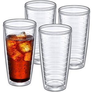 Amazing Abby – Alaska – 24-Ounce Insulated Plastic Tumblers (Set of 4), Double-Wall Plastic Drinking Glasses, All-Clear High-Balls, Reusable Plastic Cups, BPA-Free, Shatter-Proof, Dishwasher-Safe