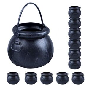 YUNGCHI Black Mini Cauldron,Plastic Witch Cauldron, Witches Cauldron Candy Holder Pot With Handle For Halloween Party Decorations Supplies,Set of 12