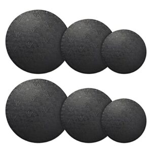 8″ 10″ 12″ Black Cake Drum Set for Baking Supplies, Round Cake Boards for Desserts (6 Pack)