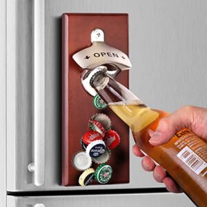 Gifts for Men Dad, Magnetic Bottle Opener – Wall Mounted Beer Opener with Auto-Catch Function – Refrigerator Mount or Install on Brick, Cement, Wood and Metal Wall – Great Gifts for Men Dad Husband