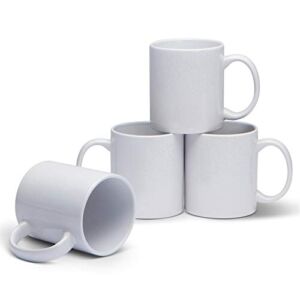 Serami White Ceramic Classic Coffee Mugs with 11oz Capacity, Set of 4
