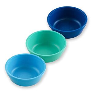 Re Play 3 Pack Made in US 12 OZ Stackable Bowls – Made from Eco Friendly Heavyweight Recycled Milk Jugs – True Blue