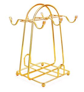 Stainless Steel Wire Rack Display Stand Service for Tea Cups,Bracket,Gold metal stand for coffee cups and saucers.…