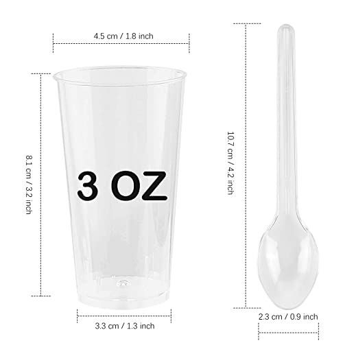Zezzxu 50 Pack Mini Dessert Cups with Spoons, 3oz Clear Plastic Shooter Cups Parfait Appetizer Cups Shot Glasses Small Serving Bowls for Tasting Sample Appetizers | The Storepaperoomates Retail Market - Fast Affordable Shopping