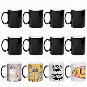 8PCS Color Changing Coffee Mugs 11OZ Sublimation Blanks Coffee Cups Set Ceramic Mugs for Coffee Tea Cocoa Milk,Personalized Gifts for Mother’s Day,Christmas,Halloween(8 pcs Heat Sensitive Mugs)