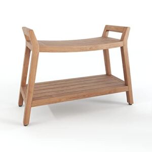 Patented Asia Ascend Estate Teak Shower Bench with Shelf