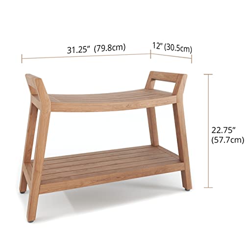 Patented Asia Ascend Estate Teak Shower Bench with Shelf | The Storepaperoomates Retail Market - Fast Affordable Shopping