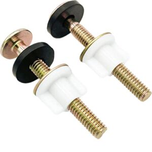 2Pcs Universal Toilet Seat Bolt and Screw Set, Heavy Duty Toilet Seat Hinge Bolts with White Plastic Nuts, Metal and Rubber Washers, Replacement Parts for Top Mount Toilet Seat Hinge