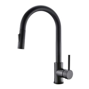 Havin Black Sink Faucet with Pull Down Sprayer,High Arc Stainless Steel Material, Fit for Utility Sinks or Kitchen Sink or Laundry Sink,Matte Black Color HV501B