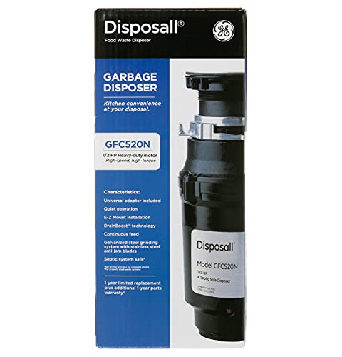 GE Continuous Feed Garbage Disposal, 1/2 Horsepower, Good for Grinding: Beans, Potatoes, Peels, & Cooked Meat, Easy Install Kit Included, Non-Corded, Recommended for 2-4 Person Homes | The Storepaperoomates Retail Market - Fast Affordable Shopping