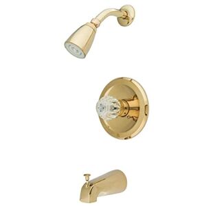 Kingston Brass KB532 Single Acrylic Handle Tub and Shower Faucet, Polished Brass,5-Inch Spout Reach
