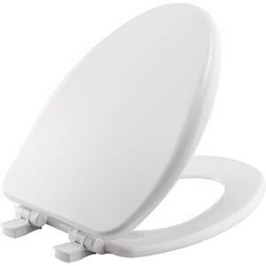 MAYFAIR 1864SLOWA 000 Alesio II Toilet Seat will Slow Close, Never Loosen and Provide the Perfect Fit, ELONGATED, Highly Stylized Durable Enameled Wood, White