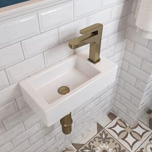 DeerValley DV-1V081L Liberty Wall Mount Sink, Rectangle Mini Vessel Sink,Small Bathroom Cloakroom White Porcelain Ceramic Wash Basin Right/Left Hand (Left Hand) (Right Hand)
