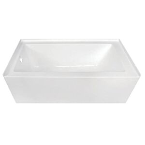 KINGSTON BRASS VTDE603122L 60-Inch Contemporary Alcove Acrylic Bathtub with Left Hand Drain and Overflow Holes, White