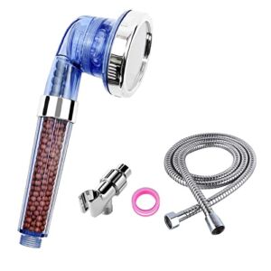 Noasage Shower Head, High Water Pressure Shower Heads with Hose Holder and Tape, Filtered Shower Head, 3 Settings Spray, Water Saving, Purifying Filtration Mineral Stone Beads