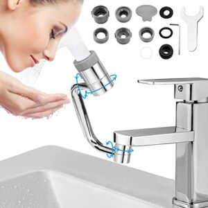pzlobiet 1080 Rotating Faucet Extender,Universal Splash Filterfaucet, Bathroom Faucet Aerator Face Wash Attachment with 2 Water Outlet Modes, for Eye, and Gargle Portable Washing