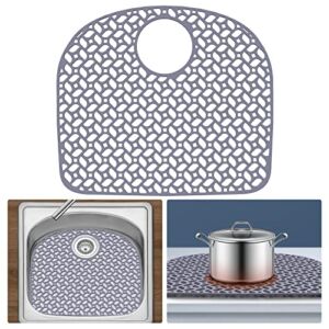 JUSTOGO Sink Protectors for Kitchen Sink, Kitchen Sink Mats Grid Accessory 18.26 ”x 16”, Folding Sink Protector Grates for Bottom of Farmhouse Stainless Steel Porcelain Sink Rear Drain (1 PCS)