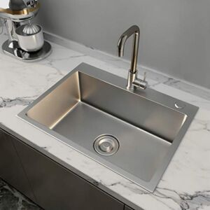 24×18″ Stainless Steel Kitchen Sink Include Faucet&Drain 8″ Deep Sin