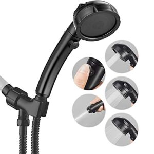 JONKEAN High Pressure Shower Head with 3 Spray Settings, Water Saving Handheld RV Shower Head with Hose and On Off Switch , Detachable Shower Heads with Hose and Angle-Adjustable Bracket (Black)
