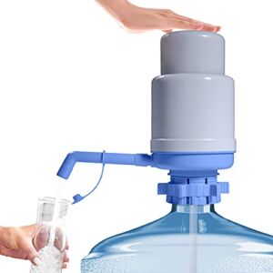 5 Gallon Water Dispenser – Manual Water Dispenser for 5 Gallon Bottle with Pressure Relief Valve for No Drips, Easy Hand Press Water Pump Dispenser Fit for 2-6 Gallon Bottle (Blue)