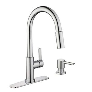 Glacier Bay Paulina Single-Handle Pull-Down Sprayer Kitchen Faucet with TurboSpray and FastMount Including Soap Dispenser in Chrome