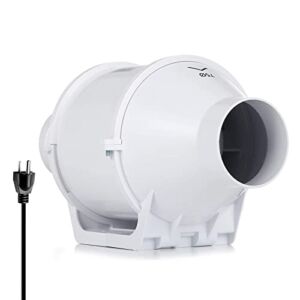 HG Power 3 Inch Inline Duct Fan, 3″ Booster Fan with Low Noise, Inline HVAC Blower Fan for Bathroom, Basement, Kitchen, Garage, Attic