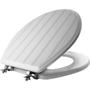 MAYFAIR 29CPA 000 Beadboard Toilet Seat with Chrome Hinges will Never Loosen, ROUND, Durable Enameled Wood, White, 1 Pack Round