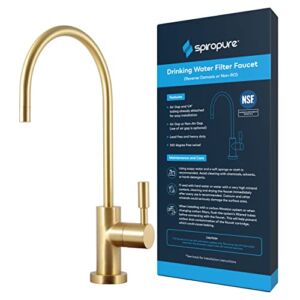 SpiroPure NSF-Certified Lead-Free Air Gap RO Faucet, Brushed Gold / Bronze / Brass, Reverse Osmosis Replacement Water Filter Faucet, 3 Line Filtered Faucet, SP-FC100-GD