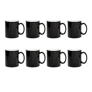 AQWJ-11oz Color Changing Mugs for Sublimation Professional Grade Mugs Black Coated Magic Mugs for Sublimation Ceramic Cup for Coffee Tea or DIY Gifts，Set of 8