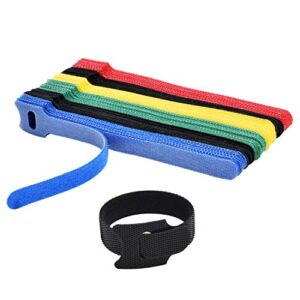 HMROPE 60PCS Fastening Cable Ties Reusable, Premium 6-Inch Adjustable Cord Ties, Microfiber Cloth Cable Management Straps Hook Loop Cord Organizer Wire Ties Reusable (Assorted Colors)